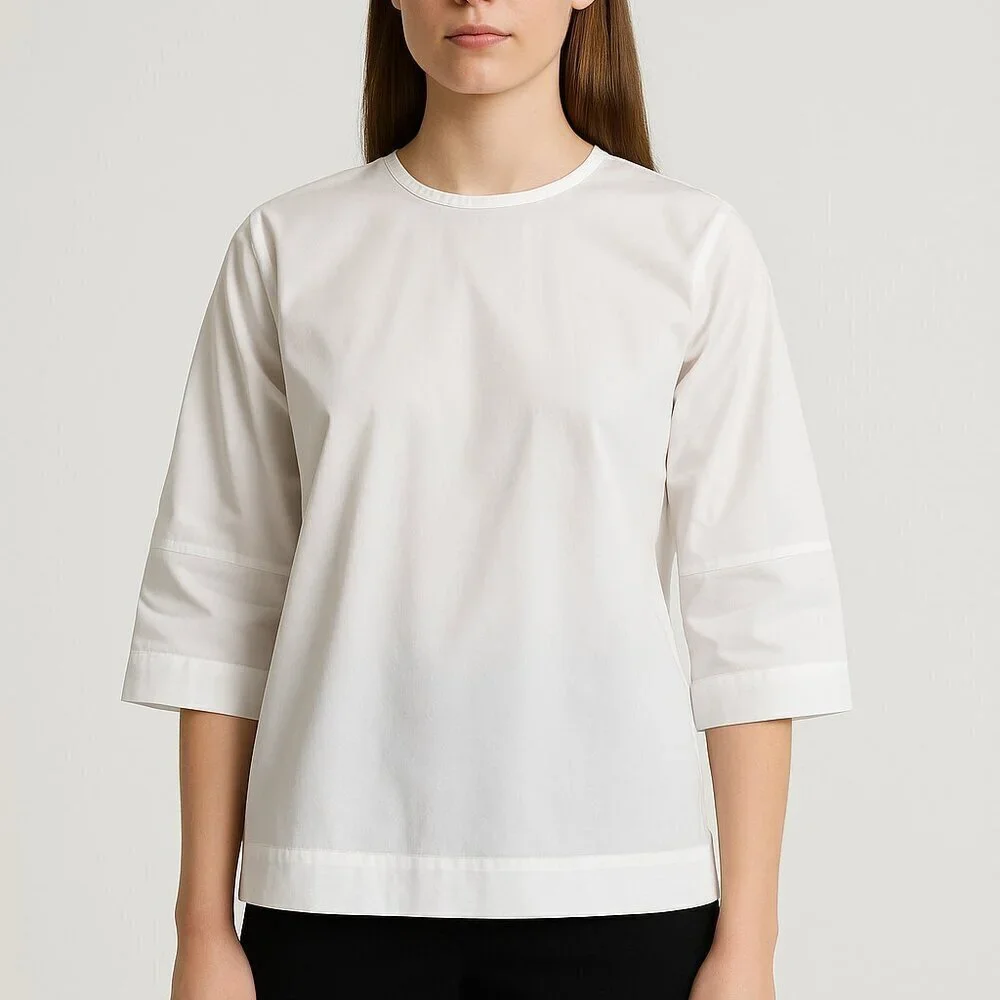 Harshman White Lene Blouse XS NWT 100% Cotton Minimalist Top